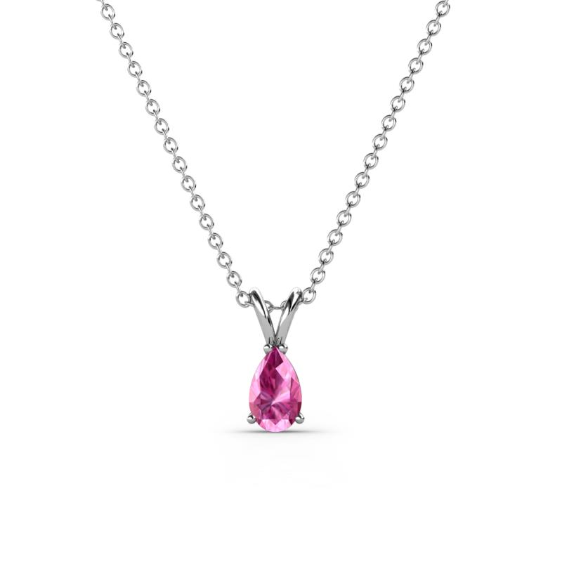 Jassiel x Pear Cut Pink Sapphire Double Bail Solitaire Pendant Necklace Pear Cut x Pink Sapphire Double Bail Womens Solitaire Pendant Necklace ct K White GoldIncluded Inches K White Gold Chain