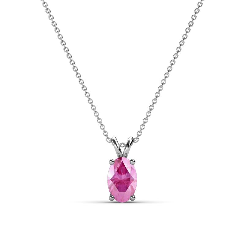 Jassiel x Oval Cut Pink Sapphire Double Bail Solitaire Pendant Necklace Oval Cut x Pink Sapphire Double Bail Womens Solitaire Pendant Necklace ct K White GoldIncluded Inches K White Gold Chain
