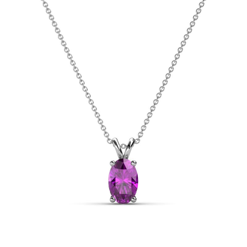 Jassiel x Oval Cut Amethyst Double Bail Solitaire Pendant Necklace Oval Cut x Amethyst Double Bail Womens Solitaire Pendant Necklace ct K White GoldIncluded Inches K White Gold Chain