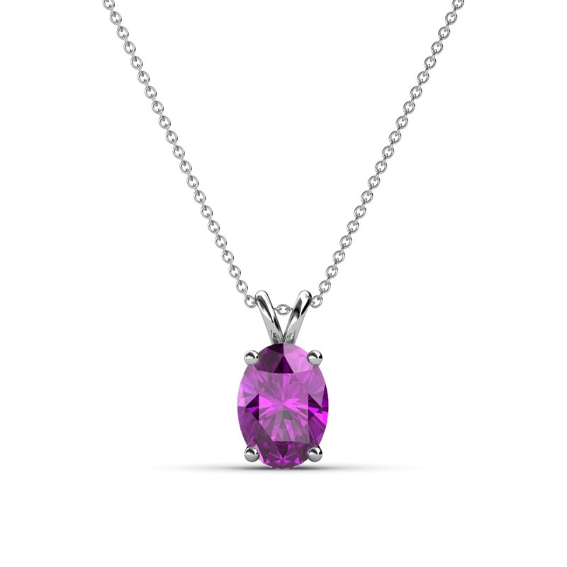 Jassiel x Oval Cut Amethyst Double Bail Solitaire Pendant Necklace Oval Cut x Amethyst Double Bail Womens Solitaire Pendant Necklace ct K White GoldIncluded Inches K White Gold Chain