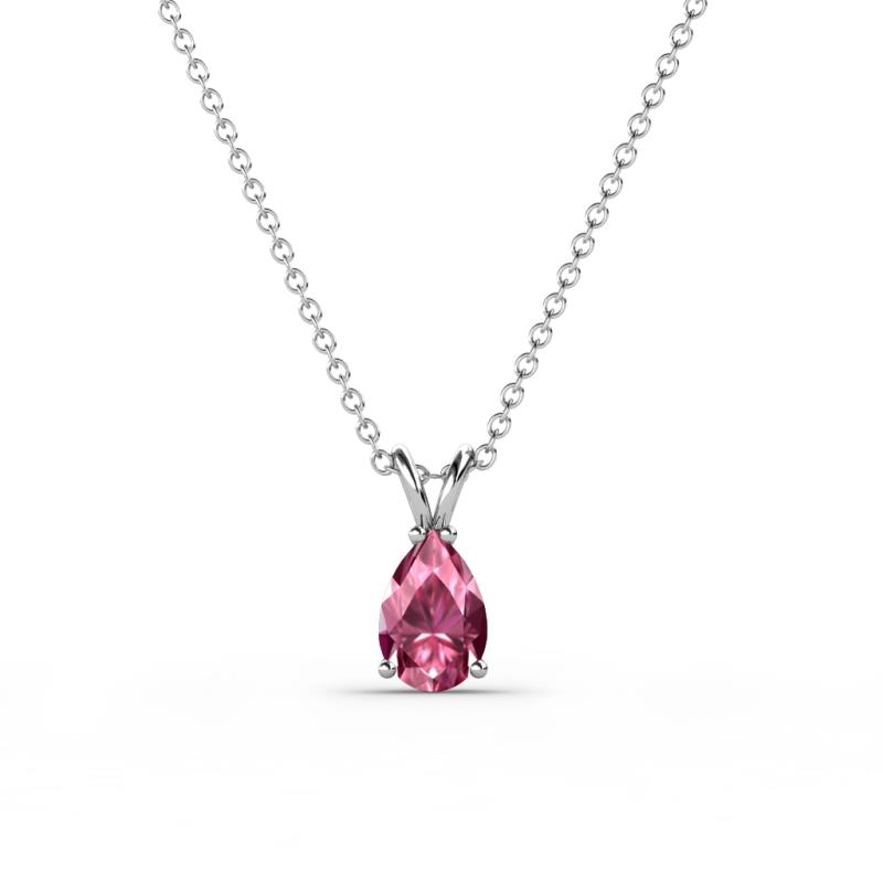 Jassiel x Pear Cut Pink Tourmaline Double Bail Solitaire Pendant Necklace Pear Cut x Pink Tourmaline Double Bail Womens Solitaire Pendant Necklace ct K White GoldIncluded Inches K White Gold Chain