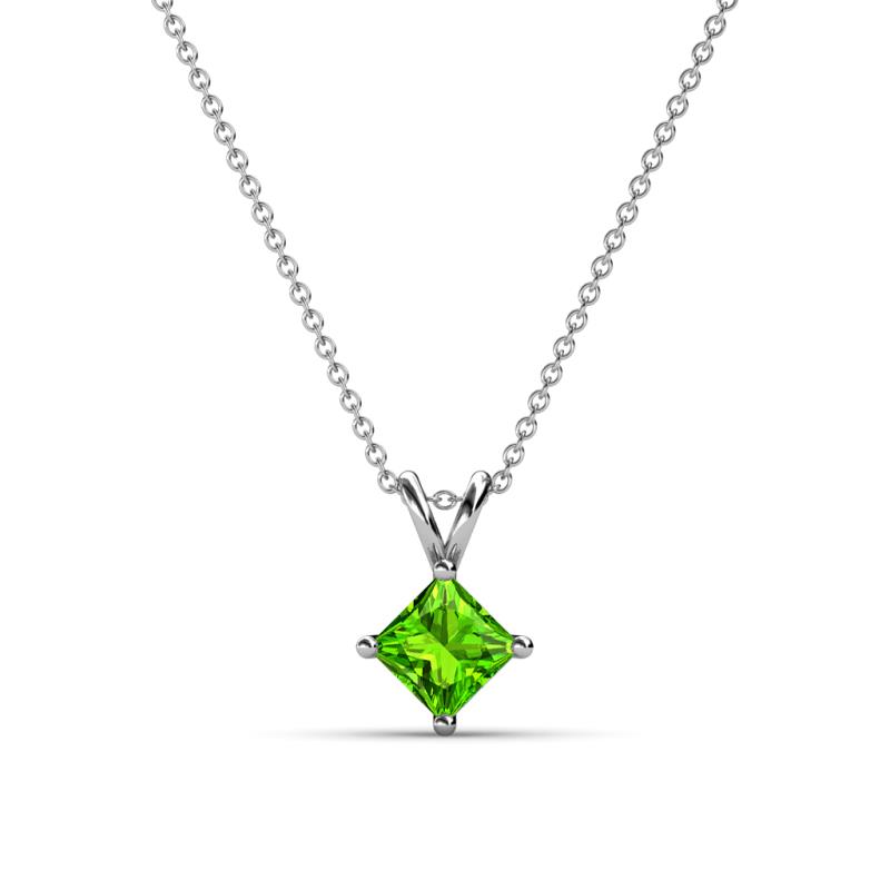 Jassiel Princess Cut Peridot Double Bail Solitaire Pendant Necklace Princess Cut Peridot Double Bail Womens Solitaire Pendant Necklace ct K White GoldIncluded Inches K White Gold Chain