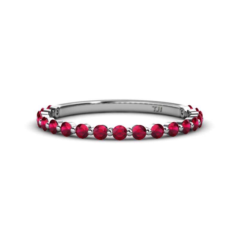 Valerie Ruby Eternity Band Floating Ruby Womens Three Quarter Eternity Ring Stackable ctw K White Gold