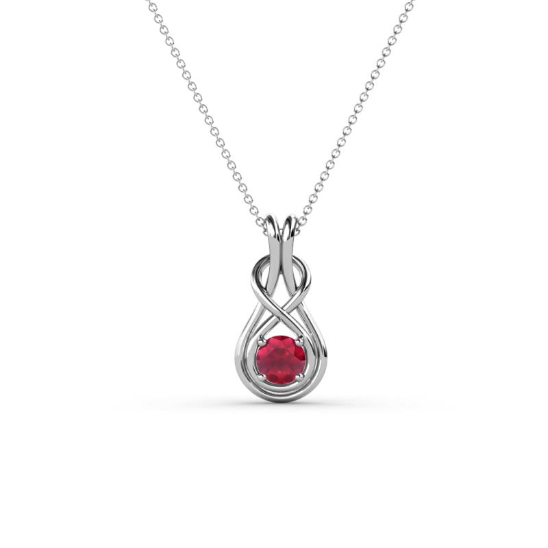 Amanda Round Ruby Solitaire Infinity Love Knot Pendant Necklace Round Ruby ct Womens Solitaire Infinity Love Knot Pendant Necklace K White GoldIncluded Inches K White Gold Chain
