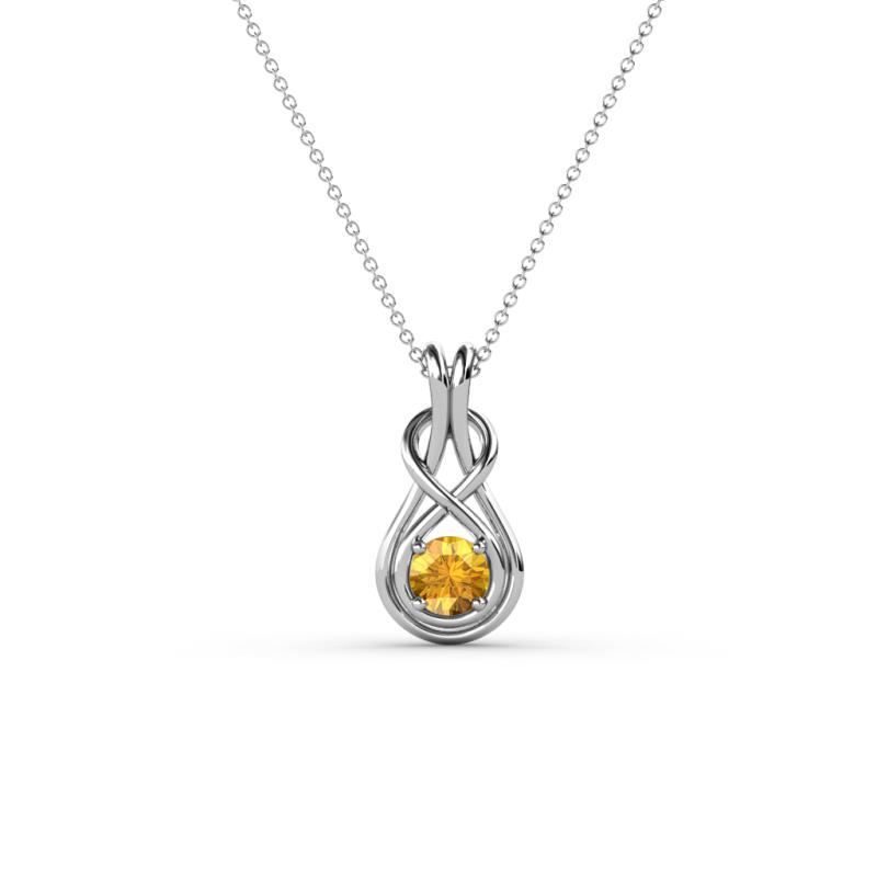 Amanda Round Citrine Solitaire Infinity Love Knot Pendant Necklace Round Citrine ct Womens Solitaire Infinity Love Knot Pendant Necklace K White GoldIncluded Inches K White Gold Chain