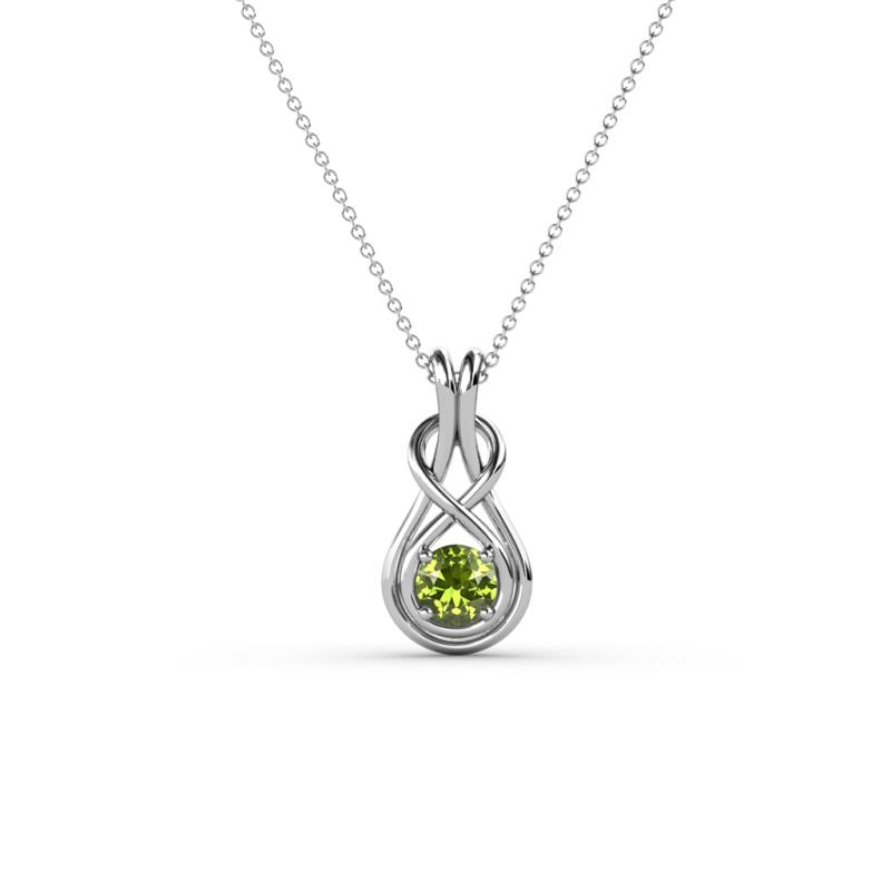 Amanda Round Peridot Solitaire Infinity Love Knot Pendant Necklace Round Peridot ct Womens Solitaire Infinity Love Knot Pendant Necklace K White GoldIncluded Inches K White Gold Chain