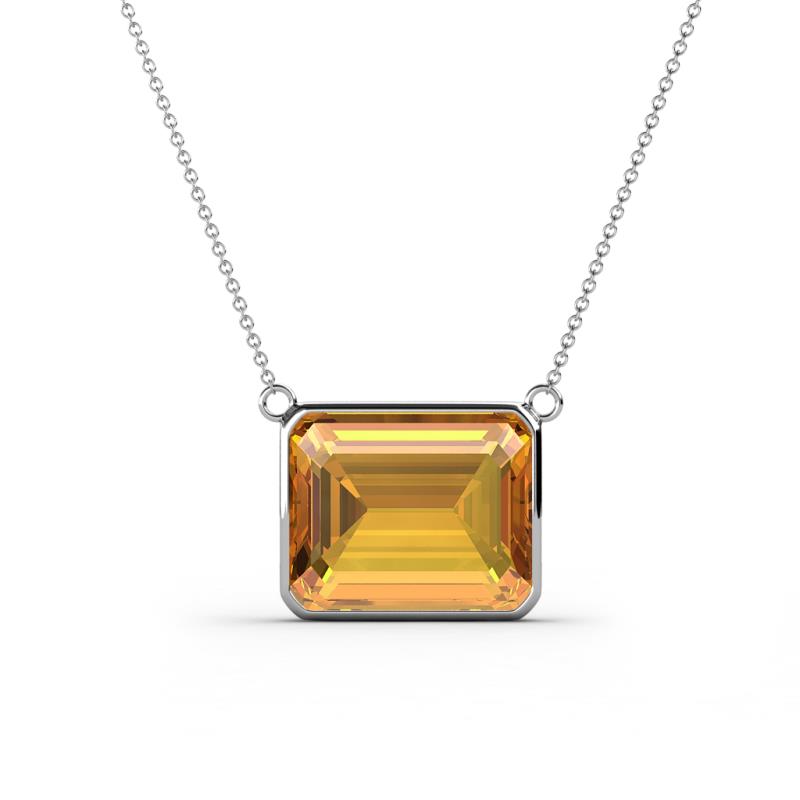 Olivia x Emerald Cut Citrine East West Solitaire Pendant Necklace Emerald Cut x Citrine ct East West Womens Solitaire Pendant Necklace K White GoldIncluded Inches K White Gold Chain