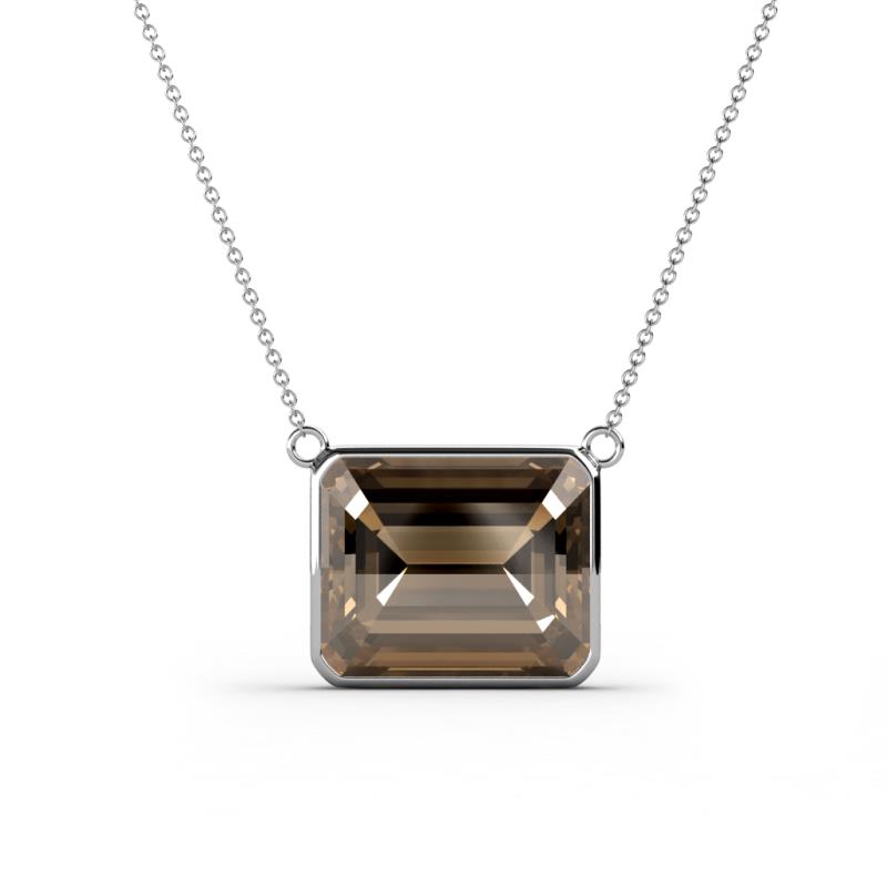 Olivia x Emerald Cut Smoky Quartz East West Solitaire Pendant Necklace Emerald Cut x Smoky Quartz ct East West Womens Solitaire Pendant Necklace K White GoldIncluded Inches K White Gold Chain