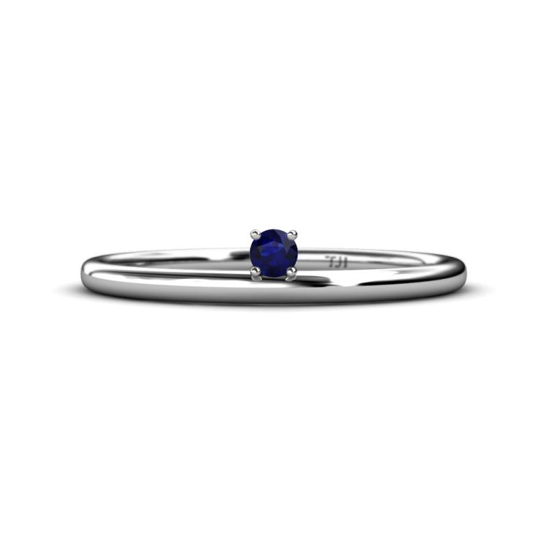 Celeste Bold Round Blue Sapphire Solitaire Asymmetrical Stackable Ring Round Blue Sapphire ct Womens Solitaire Asymmetrical Stackable Ring K White Gold