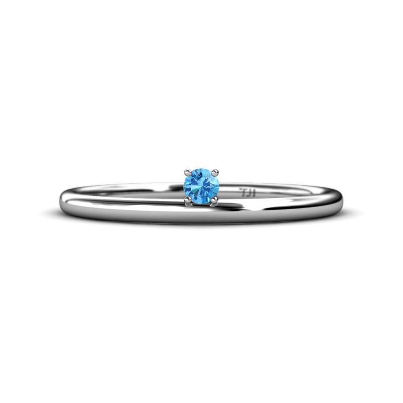 Celeste Bold Round Blue Topaz Solitaire Asymmetrical Stackable Ring Round Blue Topaz ct Womens Solitaire Asymmetrical Stackable Ring K White Gold
