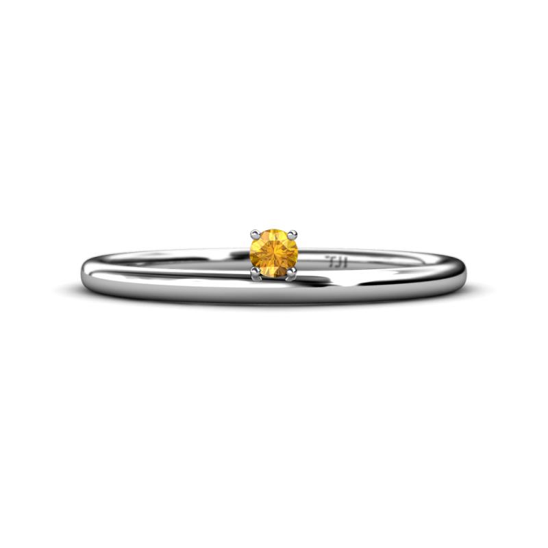 Celeste Bold Round Citrine Solitaire Asymmetrical Stackable Ring Round Citrine Womens Solitaire Asymmetrical Stackable Ring K White Gold