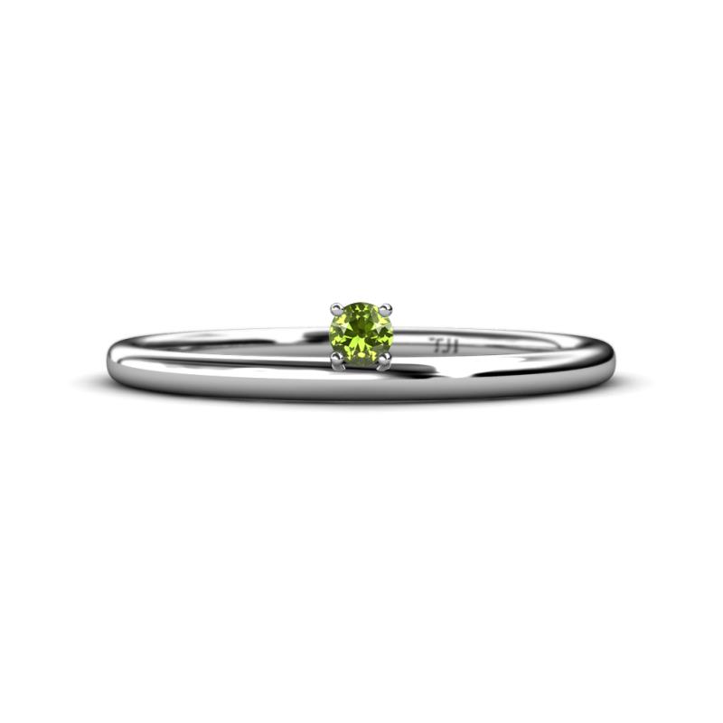 Celeste Bold Round Peridot Solitaire Asymmetrical Stackable Ring Round Peridot ct Womens Solitaire Asymmetrical Stackable Ring K White Gold