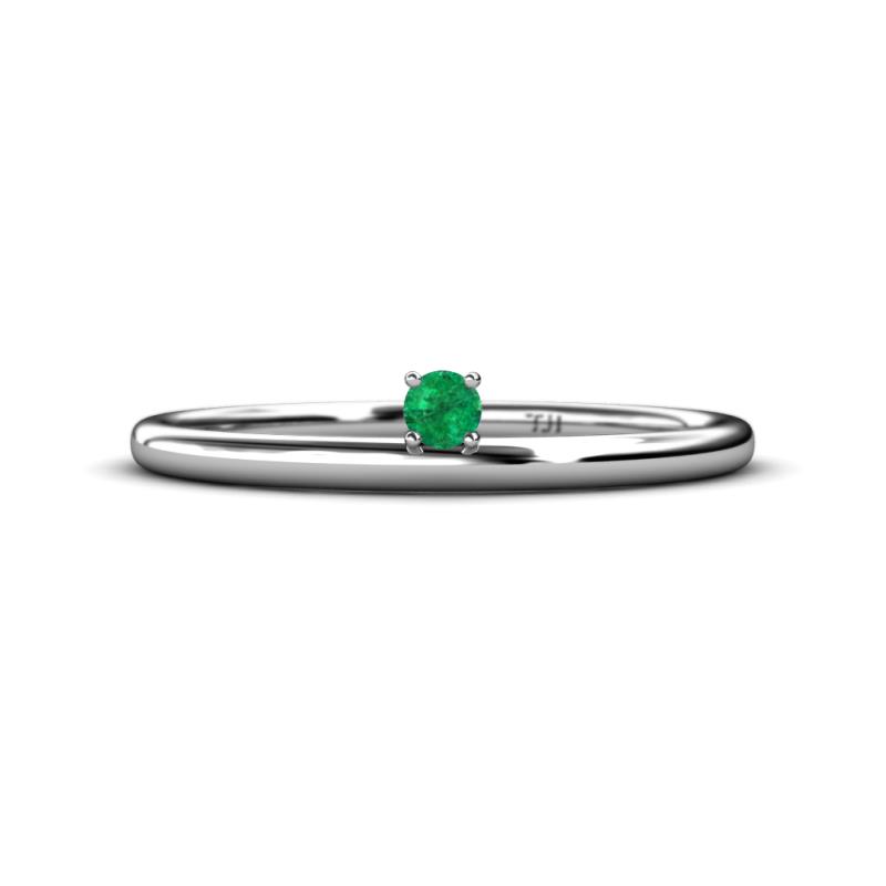 Celeste Bold Round Emerald Solitaire Asymmetrical Stackable Ring Round Emerald Womens Solitaire Asymmetrical Stackable Ring K White Gold