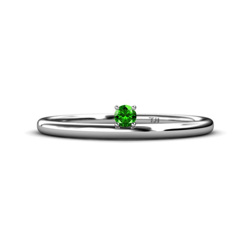 Celeste Bold Round Green Garnet Solitaire Asymmetrical Stackable Ring Round Green Garnet ct Womens Solitaire Asymmetrical Stackable Ring K White Gold