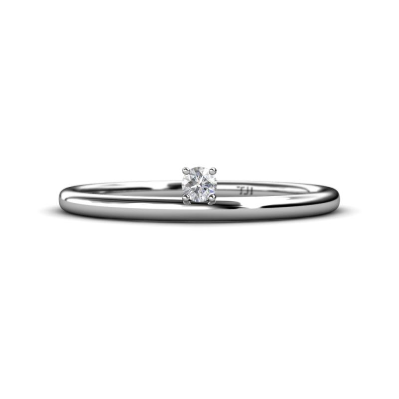 Celeste Bold Round White Sapphire Solitaire Asymmetrical Stackable Ring Round White Sapphire ct Womens Solitaire Asymmetrical Stackable Ring K White Gold