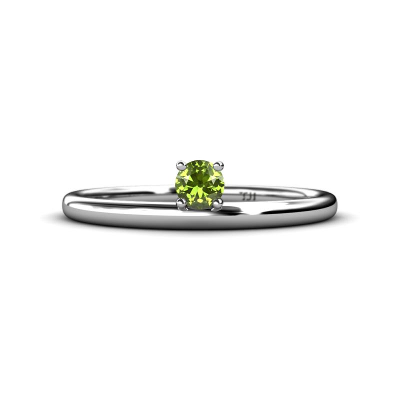 Celeste Bold Round Peridot Solitaire Asymmetrical Stackable Ring Round Peridot ct Womens Solitaire Asymmetrical Stackable Ring K White Gold