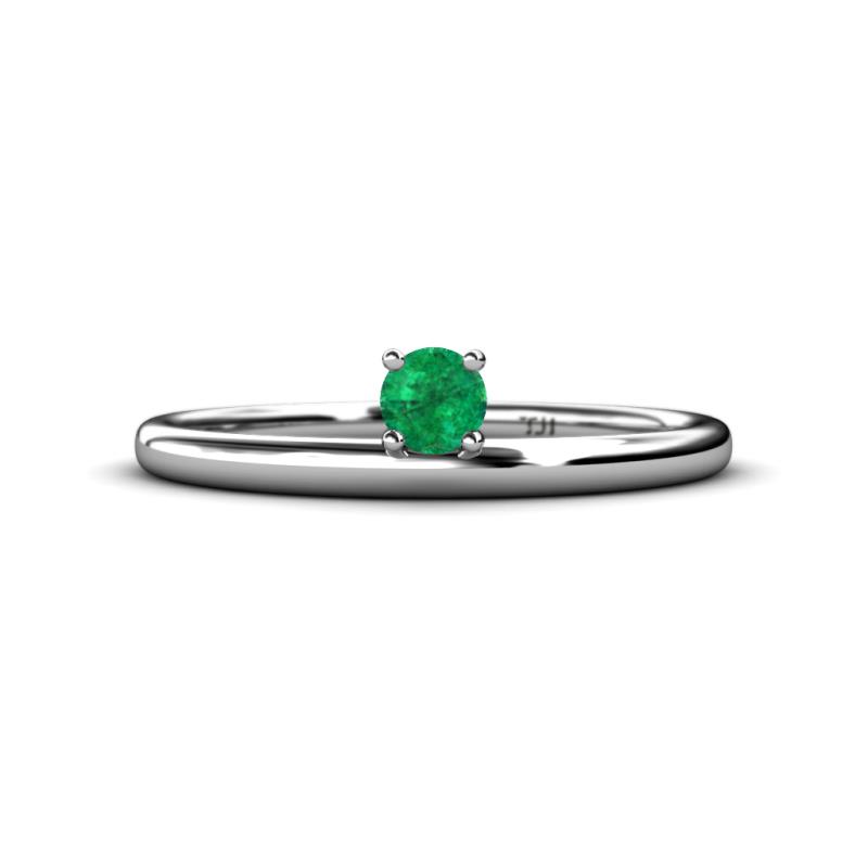Celeste Bold Round Emerald Solitaire Asymmetrical Stackable Ring Round Emerald ct Womens Solitaire Asymmetrical Stackable Ring K White Gold