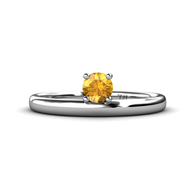 Celeste Bold Round Citrine Solitaire Asymmetrical Stackable Ring Round Citrine ct Womens Solitaire Asymmetrical Stackable Ring K White Gold