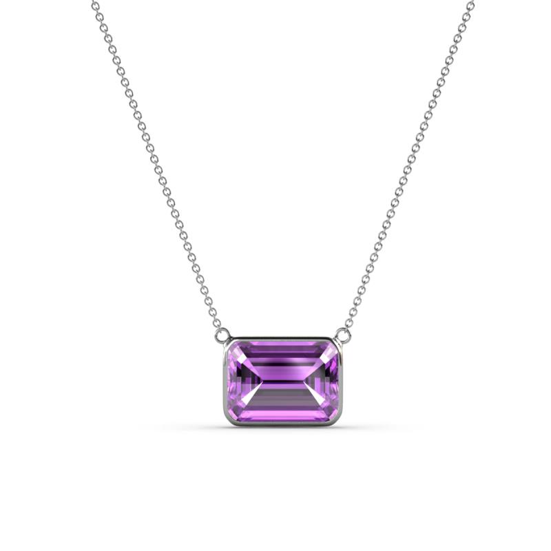 Olivia x Emerald Cut Amethyst East West Solitaire Pendant Necklace Emerald Cut x Amethyst ct East West Womens Solitaire Pendant Necklace K White GoldIncluded Inches K White Gold Chain