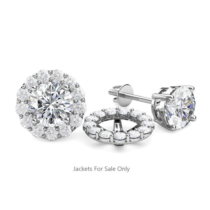 Serena ctw Round White Sapphire Jackets Earrings Round White Sapphire ctw Halo Jackets for Stud Earrings in K White Gold