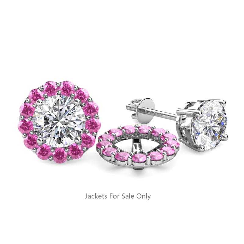 Serena ctw Round Pink Sapphire Jackets Earrings Round Pink Sapphire ctw Halo Jackets for Stud Earrings in K White Gold