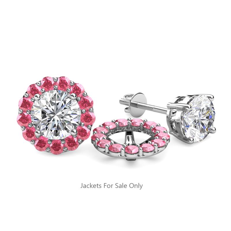 Serena ctw Round Pink Tourmaline Jackets Earrings Round Pink Tourmaline ctw Halo Jackets for Stud Earrings in K White Gold