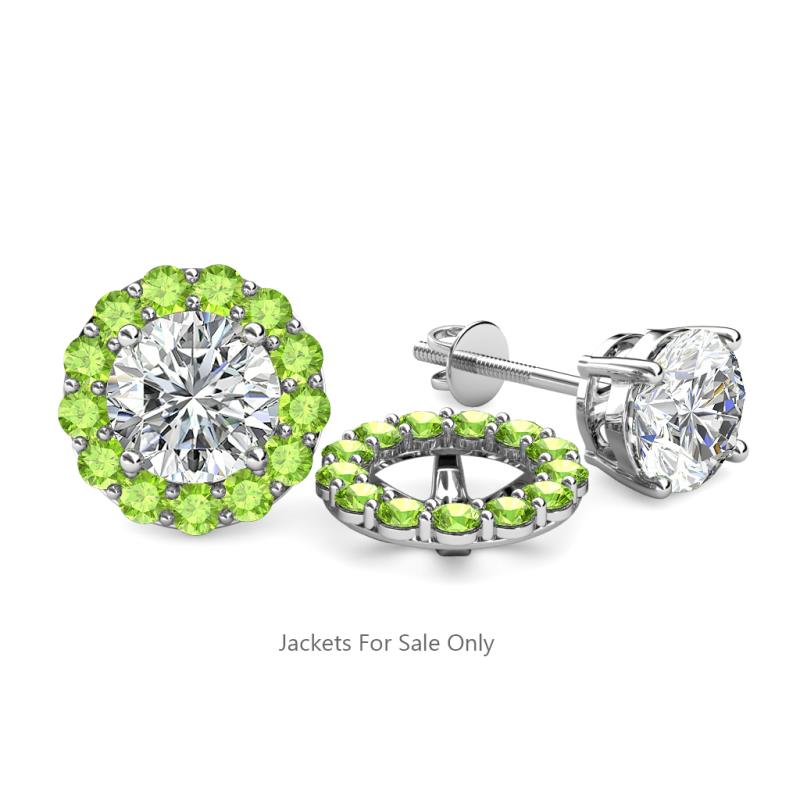 Serena ctw Round Peridot Jackets Earrings Round Peridot ctw Halo Jackets for Stud Earrings in K White Gold