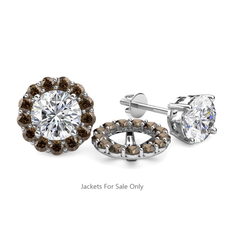Serena ctw Round Smoky Quartz Jackets Earrings Round Smoky Quartz ctw Halo Jackets for Stud Earrings in K White Gold
