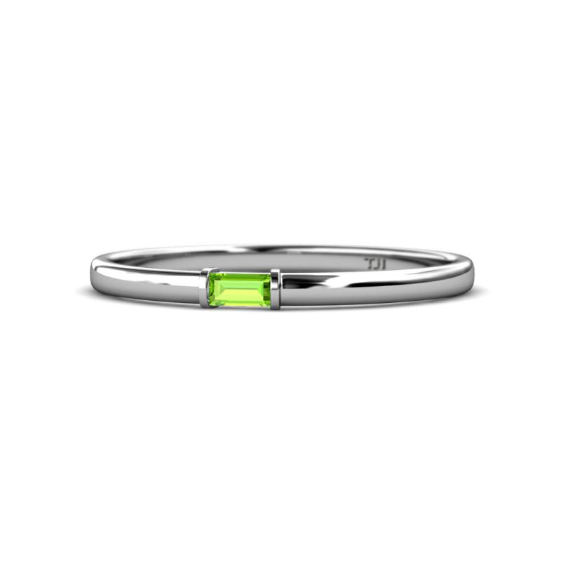 Riley Bold x Baguette Peridot Minimalist Solitaire Promise Ring x Baguette Peridot ct Womens Minimalist Solitaire Promise Ring K White Gold