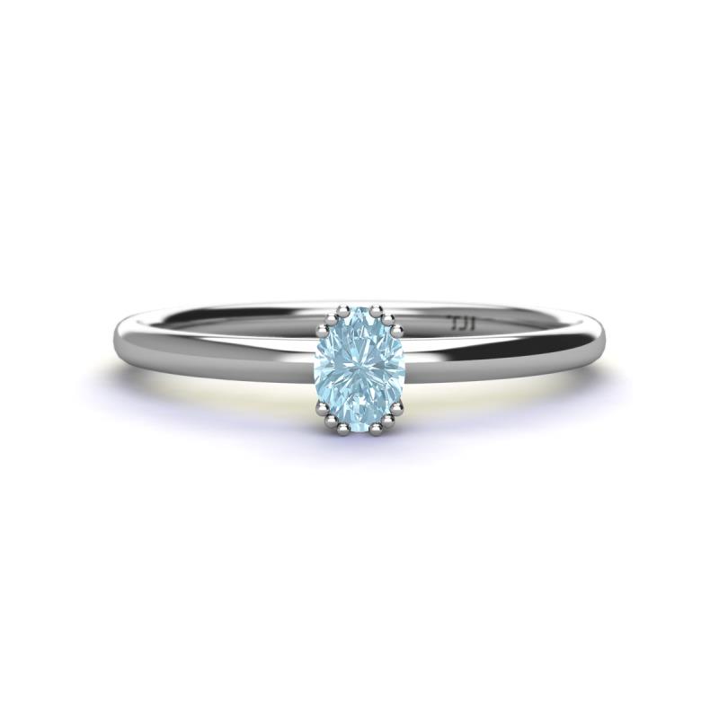 Orla Oval Cut Aquamarine Solitaire Engagement Ring Oval Cut x ct Aquamarine Womens Solitaire Engagement Ring K White Gold