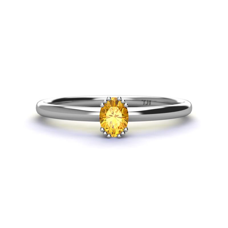 Orla Oval Cut Citrine Solitaire Engagement Ring Oval Cut x ct Citrine Womens Solitaire Engagement Ring K White Gold