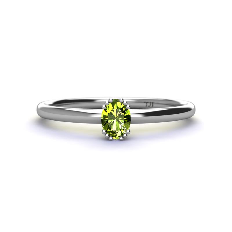 Orla Oval Cut Peridot Solitaire Engagement Ring Oval Cut x ct Peridot Womens Solitaire Engagement Ring K White Gold