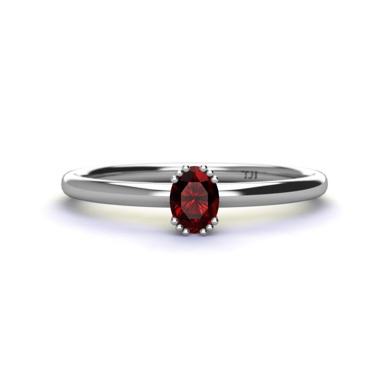 Orla Oval Cut Red Garnet Solitaire Engagement Ring Oval Cut x ct Red Garnet Womens Solitaire Engagement Ring K White Gold