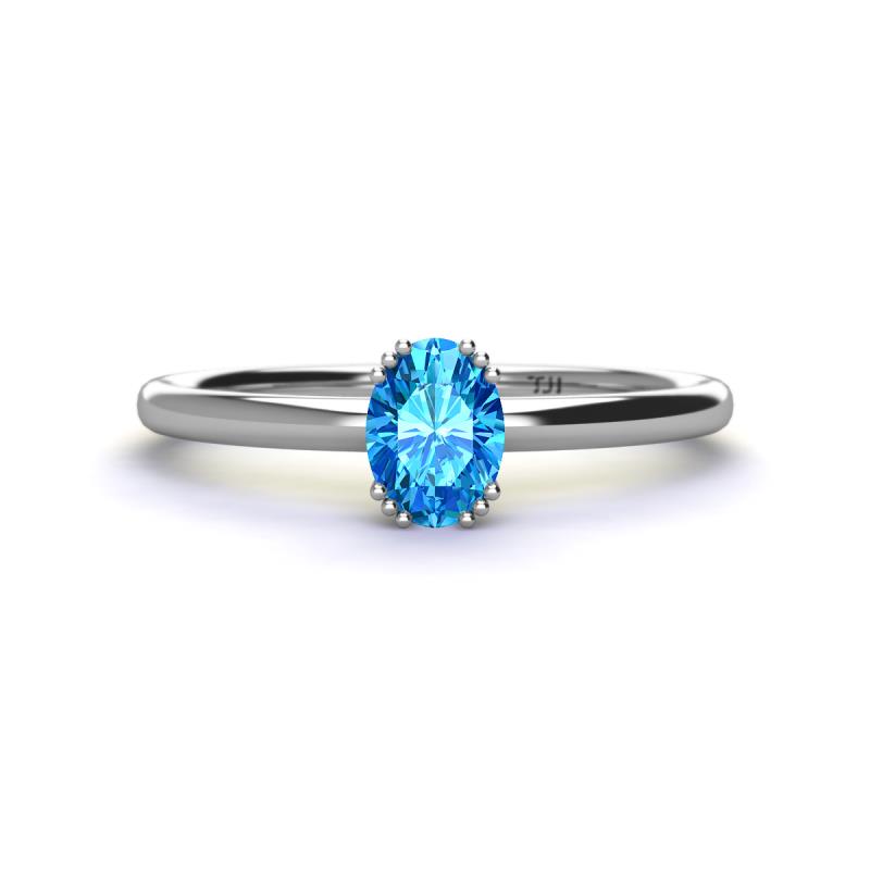 Orla Oval Cut Blue Topaz Solitaire Engagement Ring Oval Cut x ct Blue Topaz Womens Solitaire Engagement Ring K White Gold