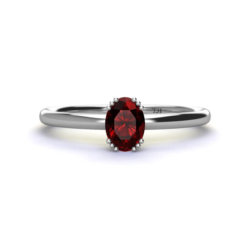 Orla Oval Cut Red Garnet Solitaire Engagement Ring Oval Cut x ct Red Garnet Womens Solitaire Engagement Ring K White Gold