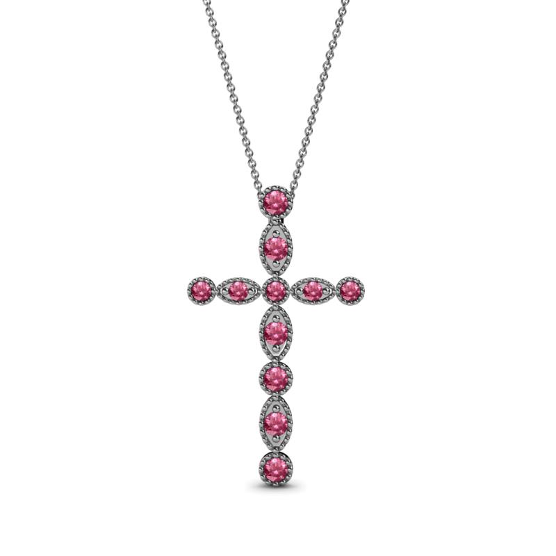 Abha Petite Pink Tourmaline Cross Pendant Petite Pink Tourmaline Marquise and Dot Womens Cross Pendant Necklace ctw K White GoldIncluded Inches K White Gold Chain
