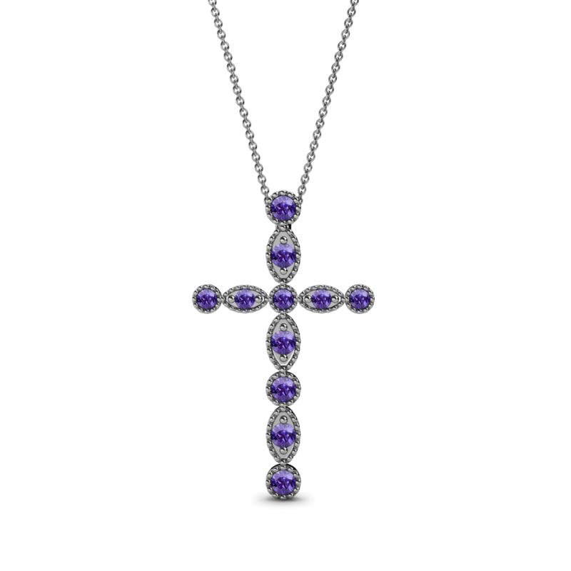 Abha Petite Iolite Cross Pendant Petite Iolite Marquise and Dot Womens Cross Pendant Necklace ctw K White GoldIncluded Inches K White Gold Chain