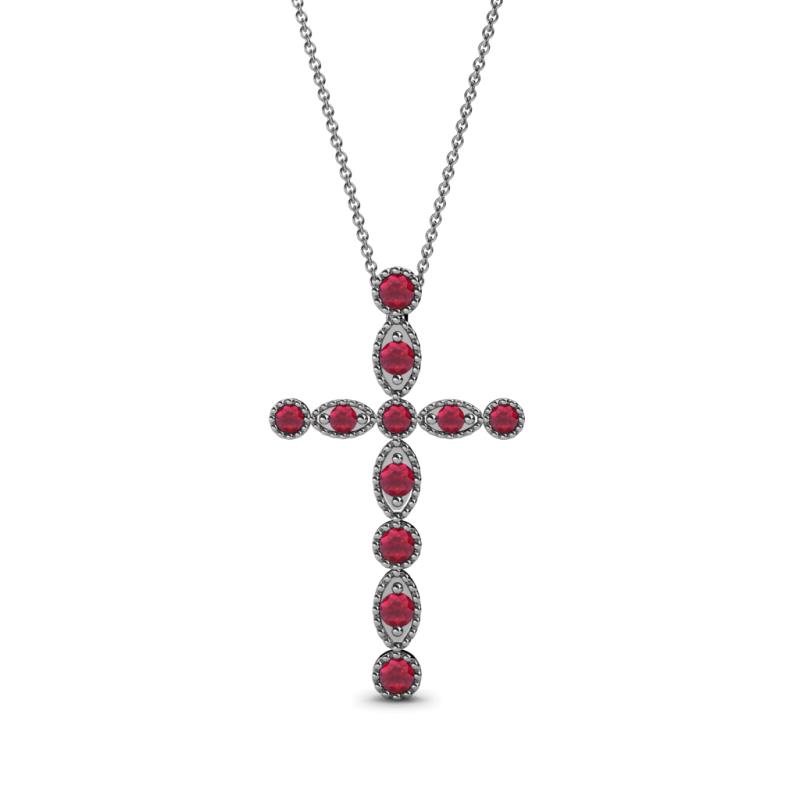 Abha Petite Ruby Cross Pendant Petite Ruby Marquise and Dot Womens Cross Pendant Necklace ctw K White GoldIncluded Inches K White Gold Chain