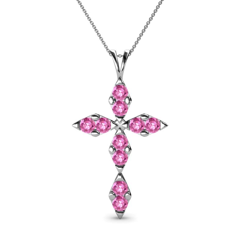 Ife Petite Pink Sapphire Cross Pendant Pink Sapphire Womens Cross Pendant Necklace ctw K White GoldIncluded Inches K White Gold Chain