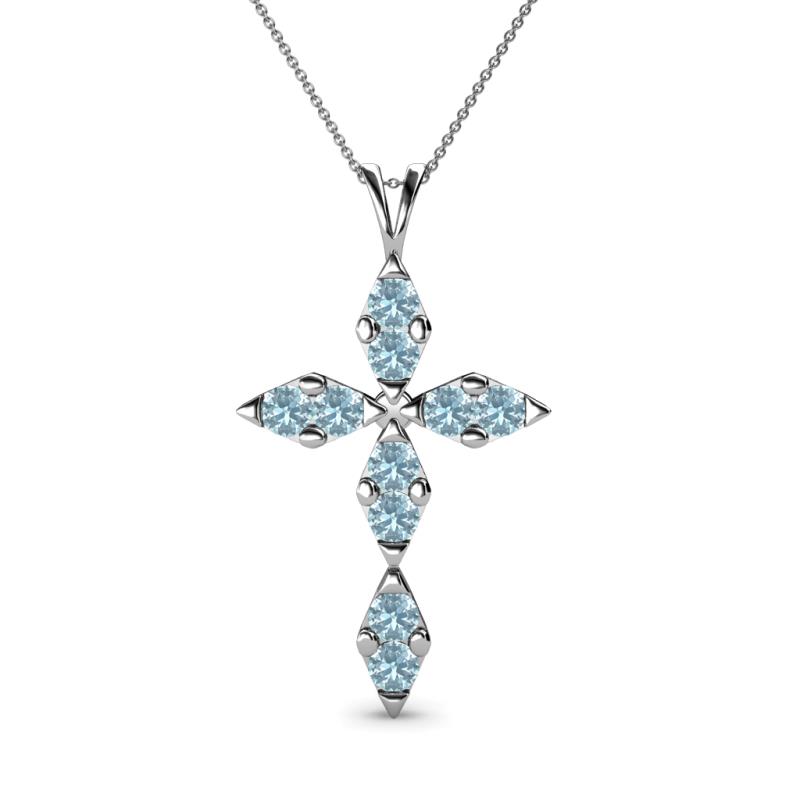 Ife Petite Aquamarine Cross Pendant Aquamarine Womens Cross Pendant Necklace ctw K White GoldIncluded Inches K White Gold Chain
