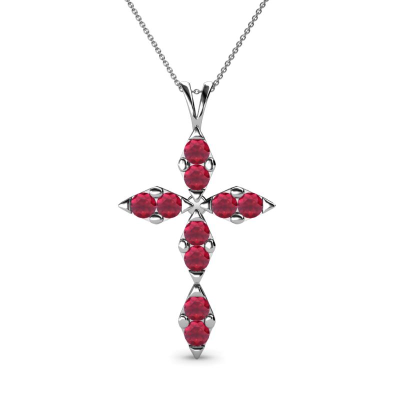 Ife Petite Ruby Cross Pendant Ruby Womens Cross Pendant Necklace ctw K White GoldIncluded Inches K White Gold Chain