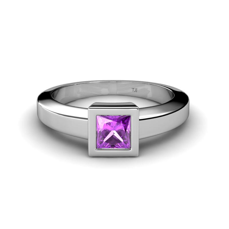 Ian Princess Cut Amethyst Solitaire Engagement Ring Princess Cut Amethyst Womens Solitaire Engagement Ring ct K Solid White Gold