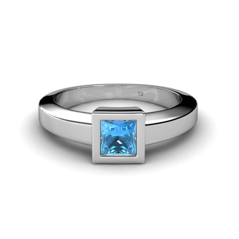 Ian Princess Cut Blue Topaz Solitaire Engagement Ring Princess Cut Blue Topaz Womens Solitaire Engagement Ring ct K Solid White Gold