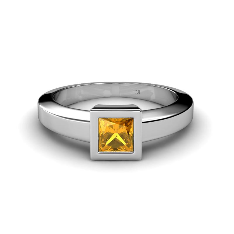 Ian Princess Cut Citrine Solitaire Engagement Ring Princess Cut Citrine Womens Solitaire Engagement Ring ct K Solid White Gold