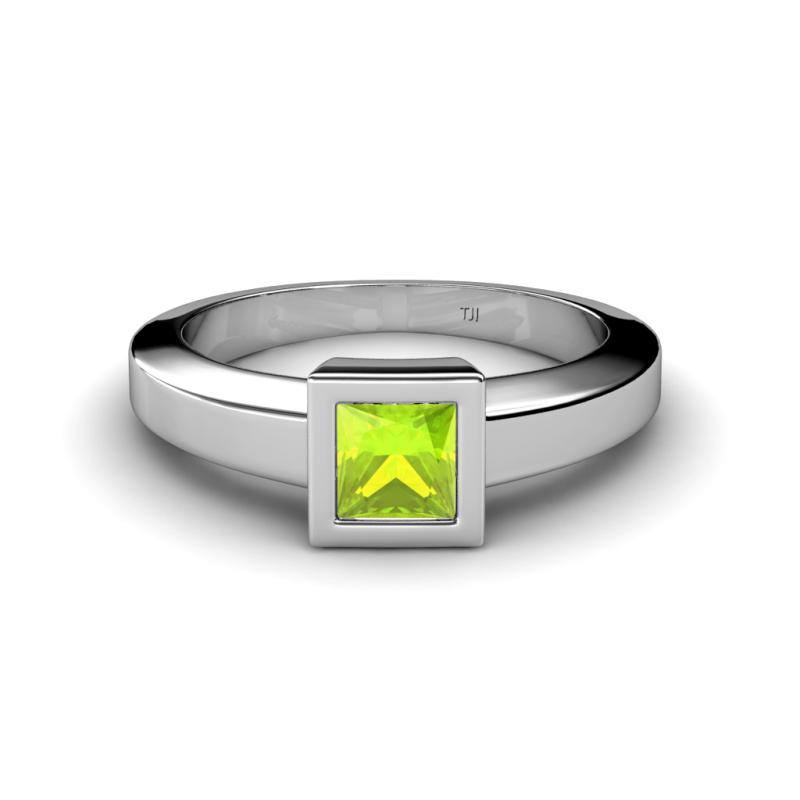 Ian Princess Cut Peridot Solitaire Engagement Ring Princess Cut Peridot Womens Solitaire Engagement Ring ct K Solid White Gold