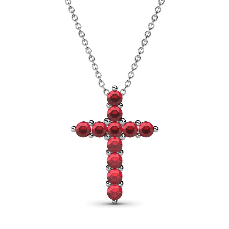 Abella Ruby Cross Pendant Ruby Womens Cross Pendant Necklace ctw K White GoldIncluded Inches K White Gold Chain
