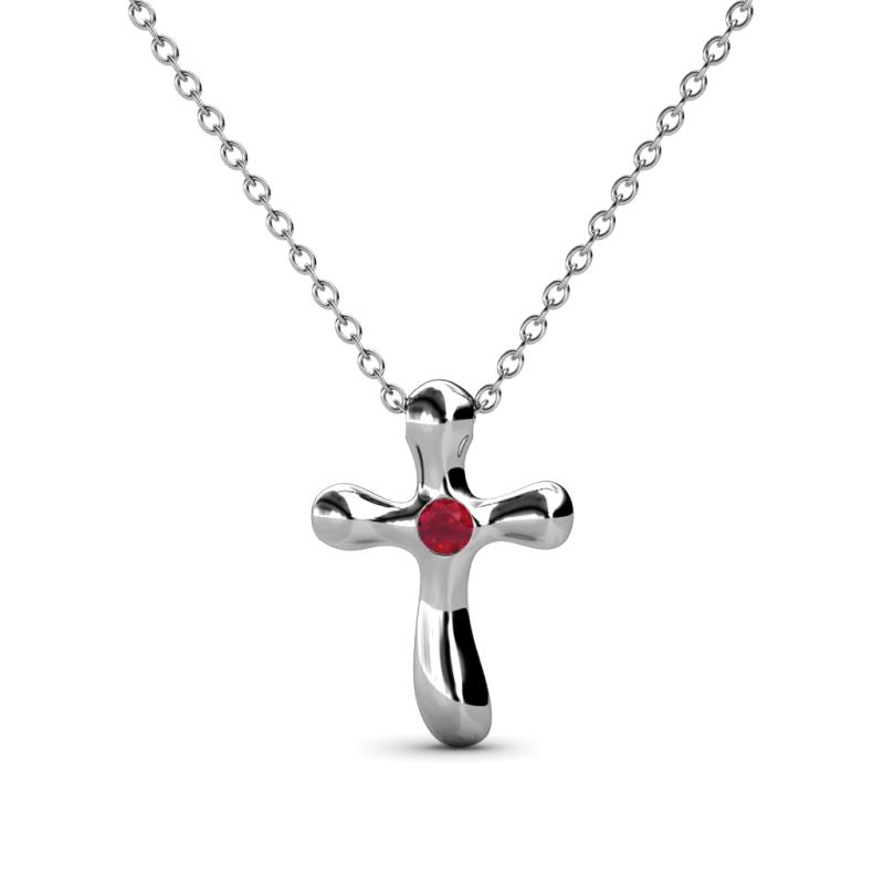 Edena Petite Ruby Cross Pendant Petite Ruby Solitaire Womens Cross Pendant Necklace K White GoldIncluded Inches K White Gold Chain