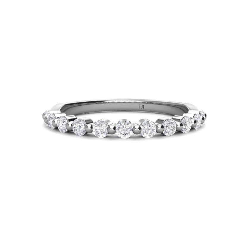 Venice Round White Sapphire Stone Wedding Band Round White Sapphire ctw Stone Women Wedding Band Stackable K White Gold