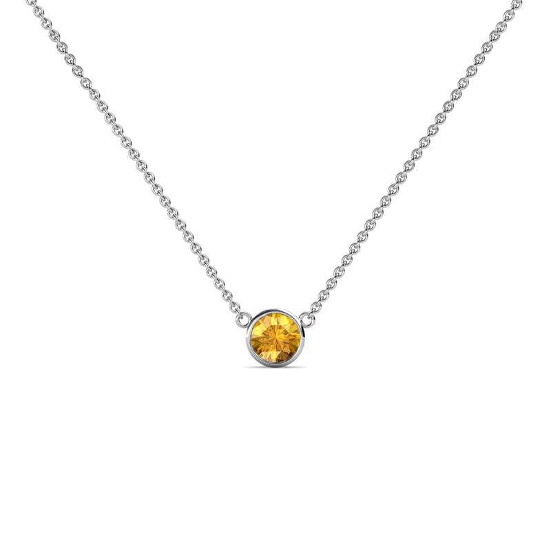 Merilyn Round Citrine Bezel Set Solitaire Pendant Round Citrine Bezel Set Womens Solitaire Pendant Necklace ct K White GoldIncluded Inches K White Gold Chain