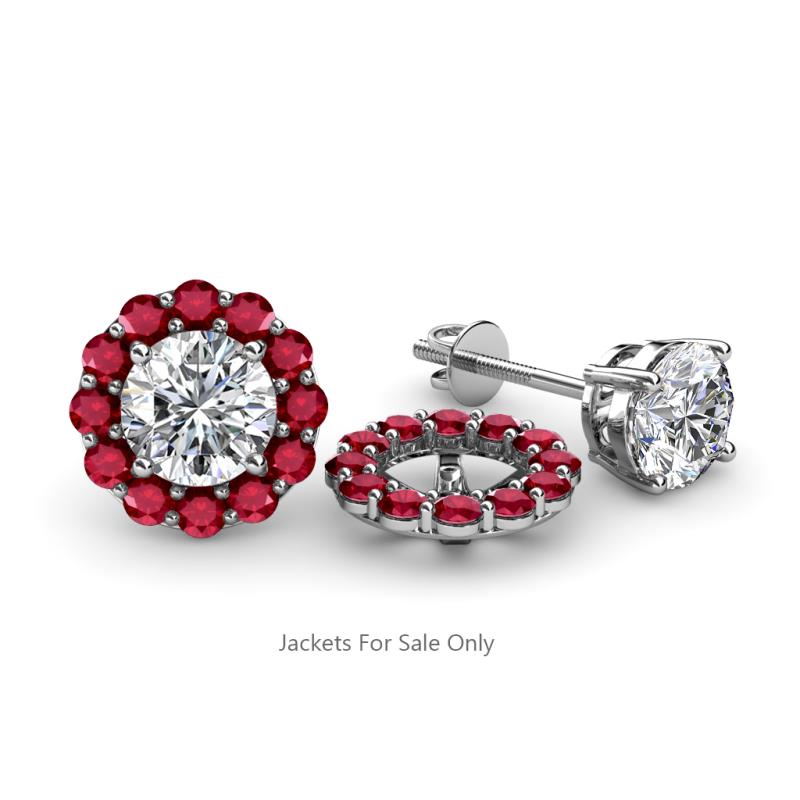 Serena ctw Round Ruby Jackets Earrings Round Ruby ctw Halo Jackets for Stud Earrings in K White Gold
